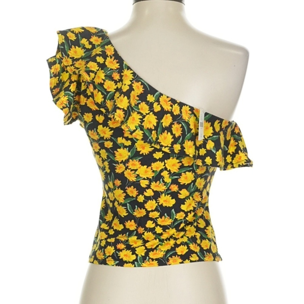 Maeve Yellow Daisy Floral Ruffle One Shoulder Top Women’s XS - Picture 3 of 7
